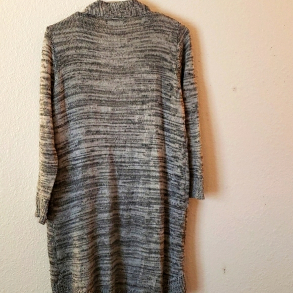 Cotton On Black/White Space-dyed Long Open Front Duster Cardigan Size S - Picture 6 of 6